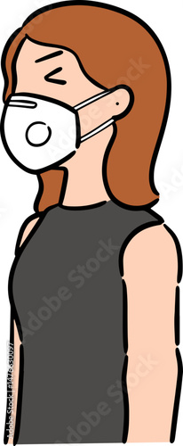 Illustration of woman using medical protective mask
