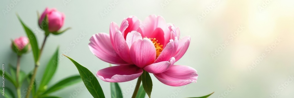 Single peony flower isolated on white background, blossom, garden, serene Single peony flower isolated on white background, blossom, garden, serene