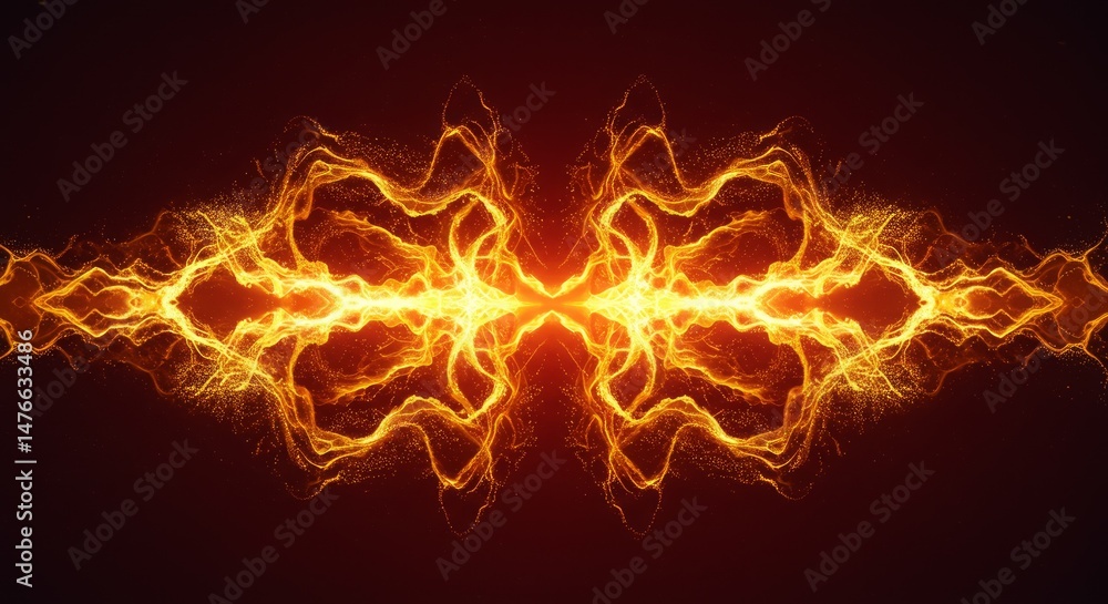 Fototapeta premium Abstract fiery symmetrical energy pattern