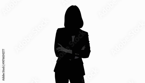Confident businesswoman silhouette standing with crossed arms, empowerment