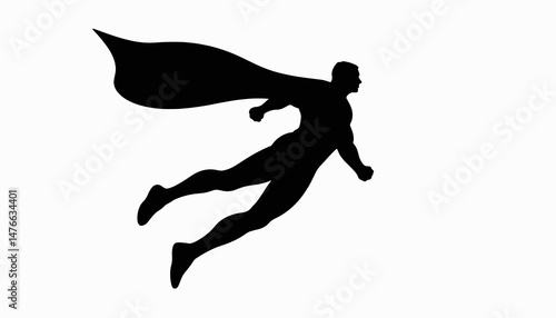 Superhero silhouette soaring into the sky, empowerment concept.
