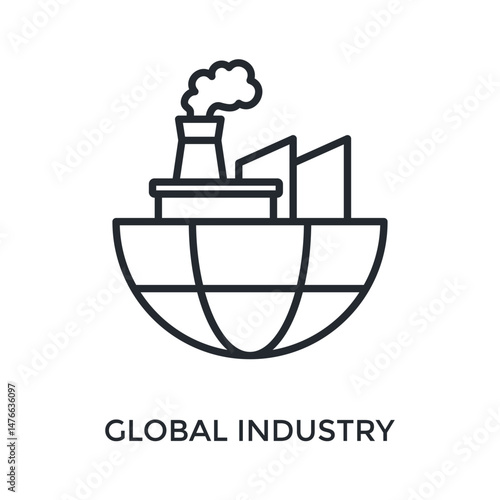 Global Industry Icon Outline Style. Vector Illustration For Graphic Design