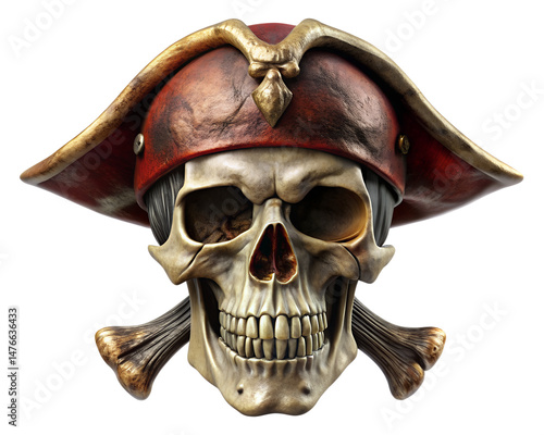 skull and crossbones isolated on white background.  PNG Transparent file type with High Definition Quality.