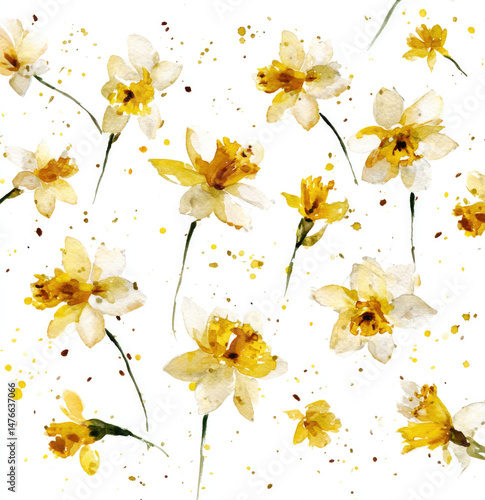 seamless pattern with yellow flowers
