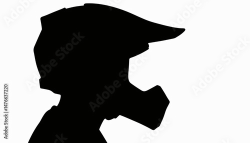 Silhouette of motocross helmet in black and white, motocross style