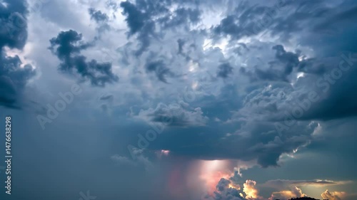 Capturing Lightning Strike Under Dramatic Storm Clouds Nature Power