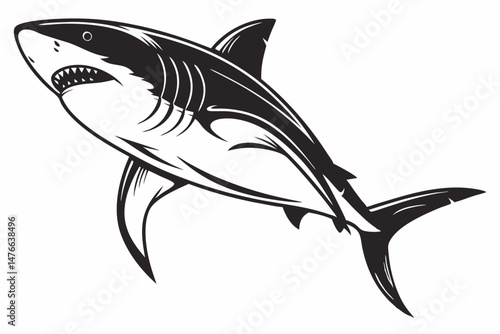 great white shark silhoette black vector