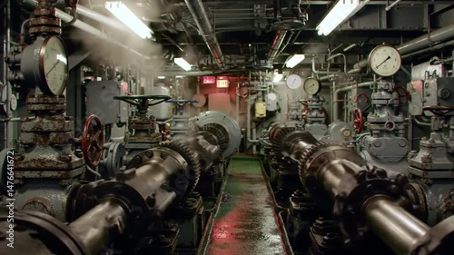 Ship engine room machinery detail