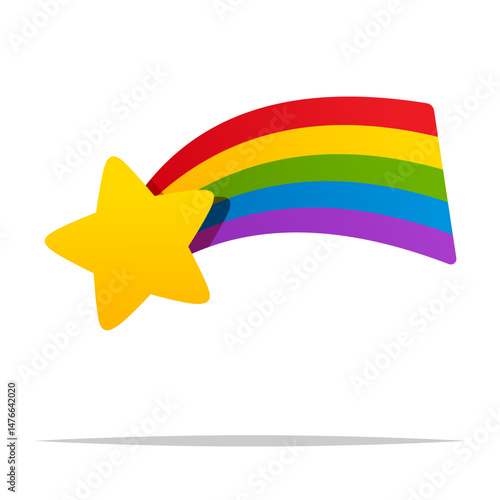 Rainbow shooting star vector isolated illustration