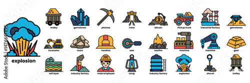A collection of icons for mining and construction
