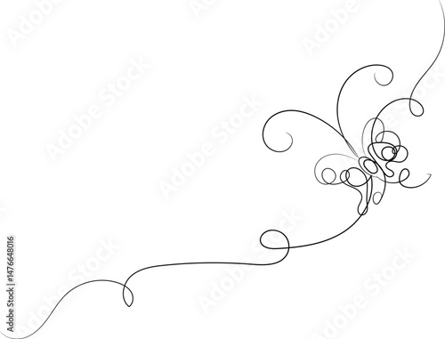 Wallpaper Mural Elegant Single Line Butterfly Design Corner Element for Invitation Cards Torontodigital.ca