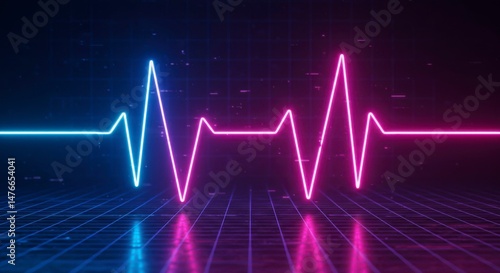 Neon heart beat graphic