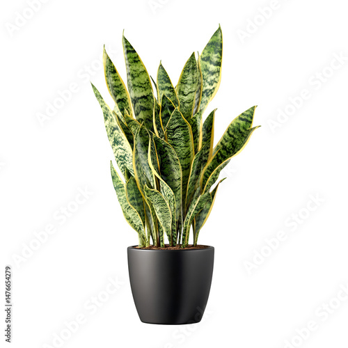 Stunning Snake Plant in Elegant Pot Vibrant Green Yellow Beauty Indoor Decor