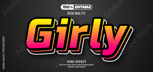 Girly text effect. Editable text effect
