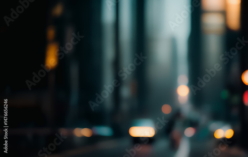 Wallpaper Mural Blurred city street at night with cars and tall buildings in background. Torontodigital.ca