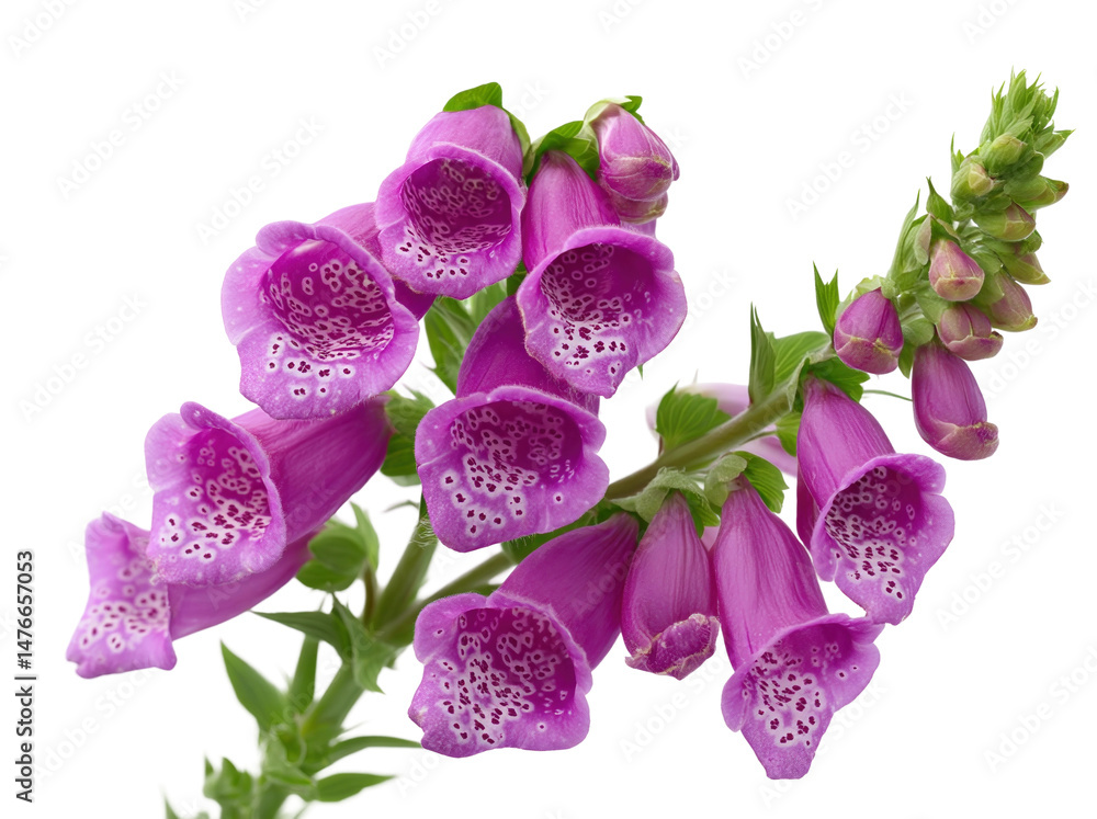 Naklejka premium A purple foxglove flower isolated on white or transparent background, png clipart
