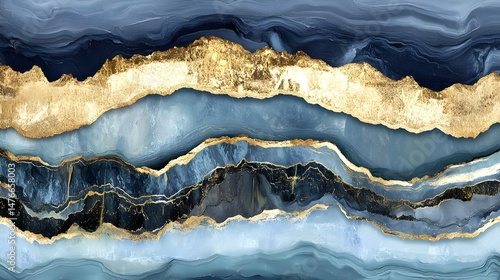 Wallpaper Mural Close Up of Blue and Gold Abstract Painting Design with Texture Torontodigital.ca