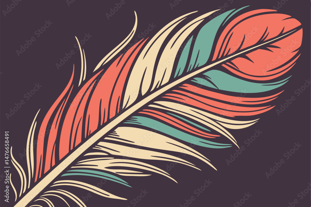 Fototapeta premium 113 abstract colorful feather, iridescent, vibrant, detailed texture, dramatic lighting, dramatic shadows, dark background, high contrast, sharp focus, macro shot
