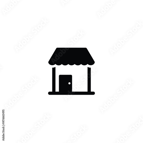 Minimalist black shop icon representing retail business or storefront on white background