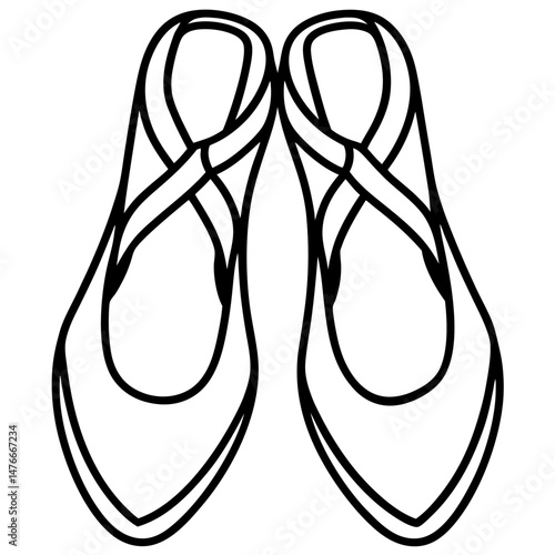Ballet Slippers Silhouette Vector on White