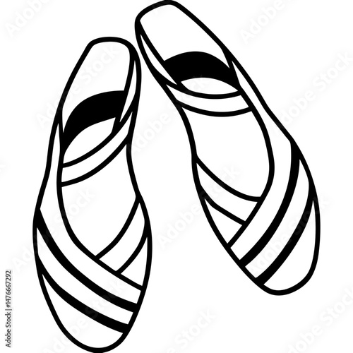 Ballet Slippers Silhouette Vector on White