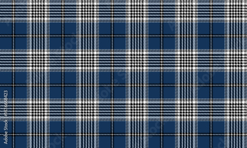 Seamless plaid, blue, white, black, creates a cool and unique look. Suitable for designing clothes such as skirts, pants or fashion dresses to look outstanding and have a unique style.