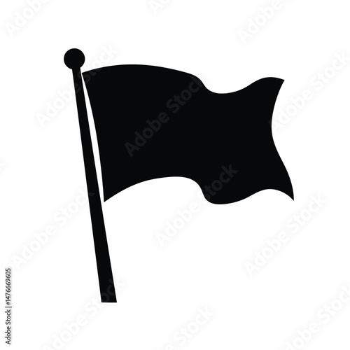 Black flag waving on a pole simple silhouette vector icon graphic element design