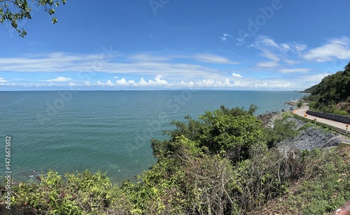 Seaside scenic view coastal area nature photography clear day panoramic perspective tranquility and serenity