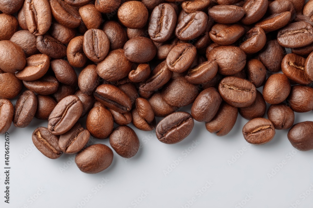 Naklejka premium Roasted Coffee Beans: A Rich, Detailed Close-Up