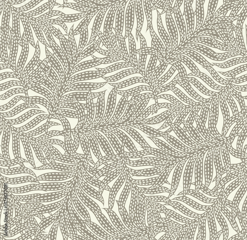 Abstract floral background with leaf seamless pattern with dotted flat style.
