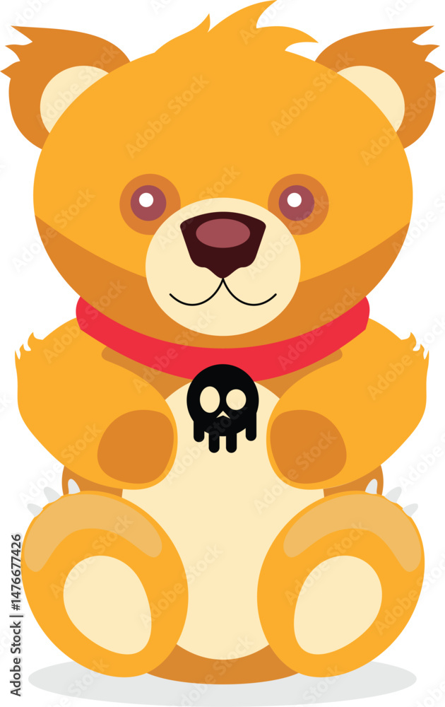 Obraz premium teddy bear vector with a skull necklace