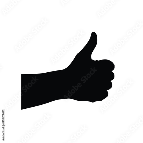 Silhouette of a hand giving a thumbs up gesture symbolizing agreement and approval
