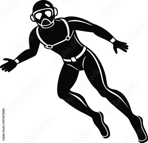 scuba diver isolated silhouette 