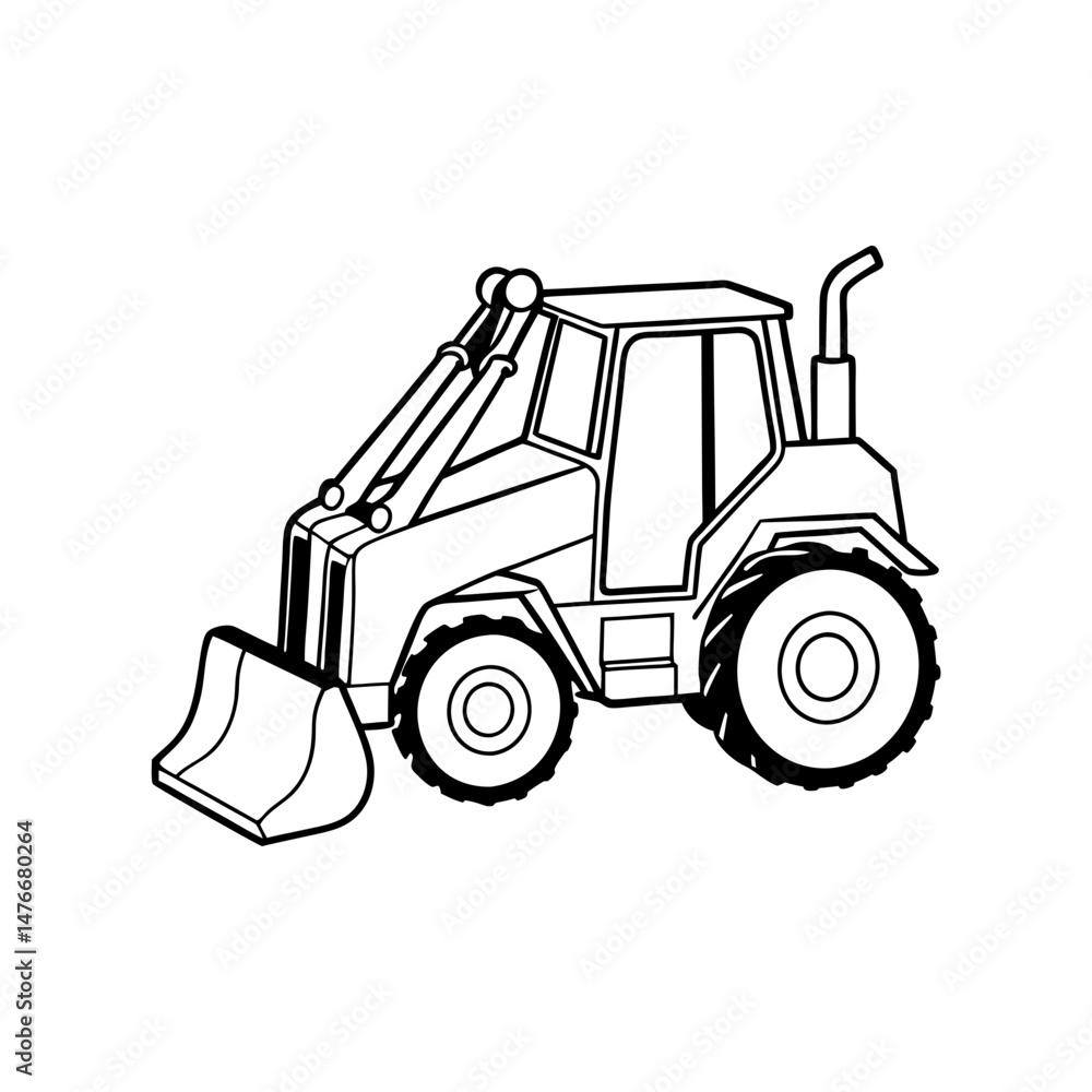 Naklejka premium bulldozer vector line art icon illustration