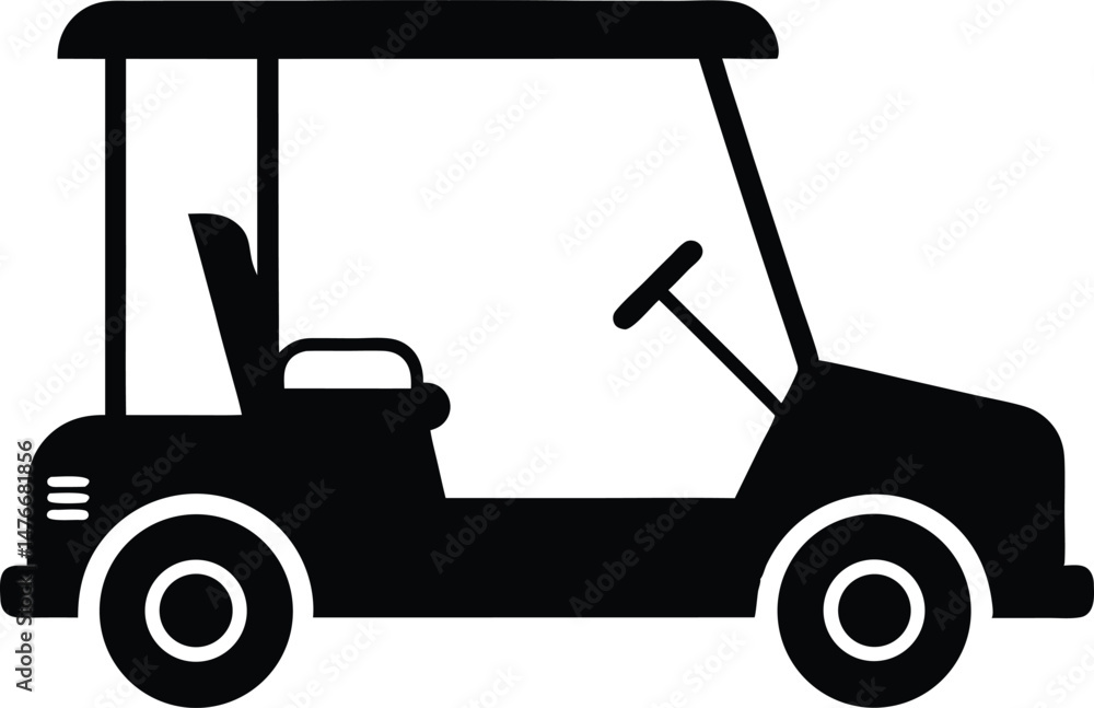 Golf cart silhouette vector, Golf car icon, Black golf vehicle vector illustration Golf cart silhouette vector, Golf car icon, Black golf vehicle vector illustration