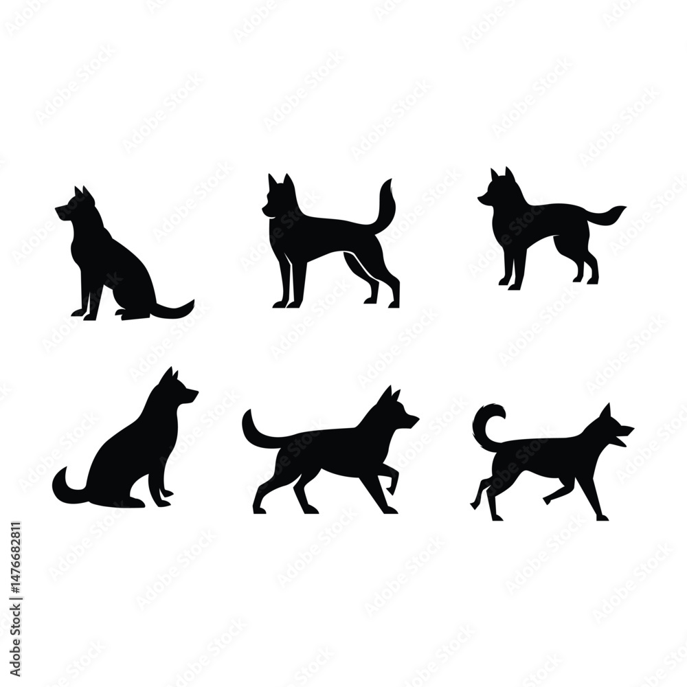 dog silhouette icon set collection vector design template dog silhouette icon set collection vector design template