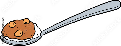 Illustration of spoon of curry rice
