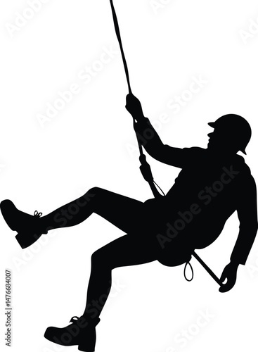 rappelling man vector silhouette