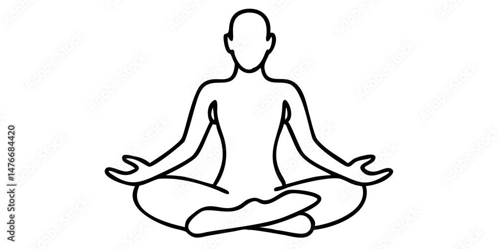 Meditating Man in Lotus Yoga Pose Illustration, Tranquil Meditation Art, Spiritual Relaxation Graphic Meditating Man in Lotus Yoga Pose Illustration, Tranquil Meditation Art, Spiritual Relaxation Graphic