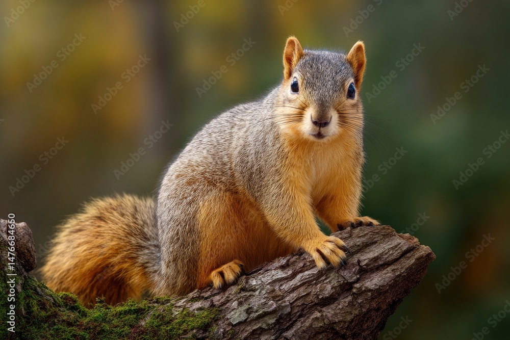 Eastern Fox Squirrel: Autumnal Portrait on Rustic Wood Eastern Fox Squirrel: Autumnal Portrait on Rustic Wood