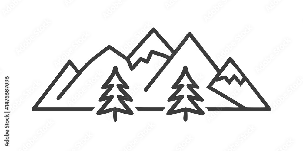 Forest and Fir Trees Graphic, Outdoor Wilderness Scene Forest and Fir Trees Graphic, Outdoor Wilderness Scene