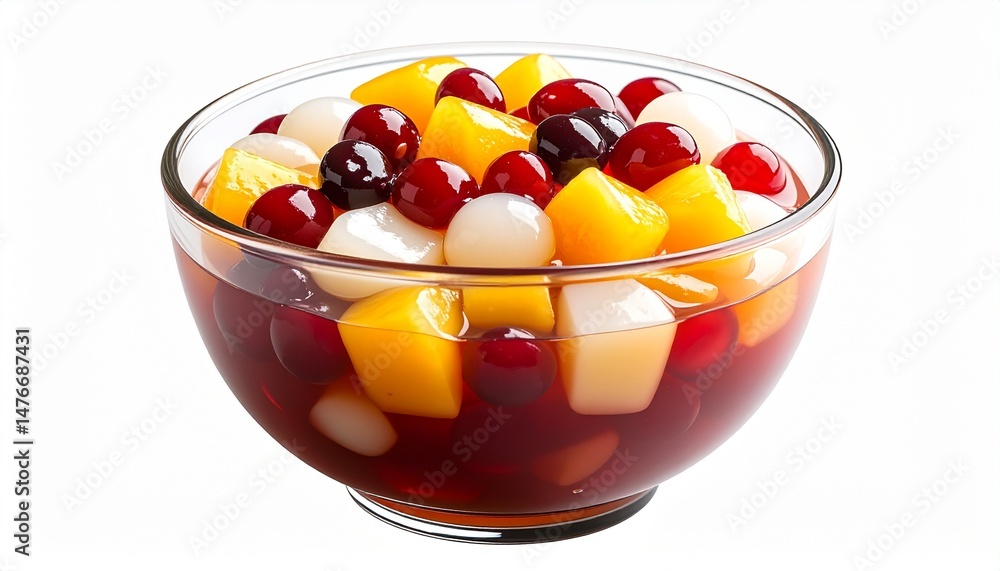 Delicious Mixed Fruit Cocktail in Glass Bowl Refreshing Summer Dessert Recipe Delicious Mixed Fruit Cocktail in Glass Bowl Refreshing Summer Dessert Recipe
