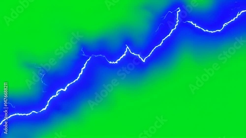 Electric Lightning Strike Animation Over Green Screen Visual Effect
