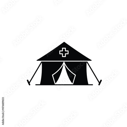 Emergency medical tent icon representing first aid healthcare and humanitarian assistance