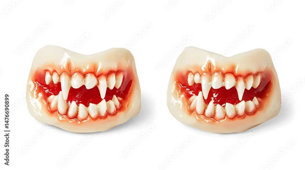 Naklejka premium Realistic Pair of Vampire Fangs for Halloween Costume Elements