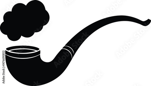 traditional tobacco pipe for smoking silhouette vector illustration