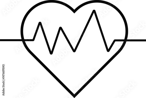 Heart with heartbeat line icon. Cardiology Service Continuous. healthcare and medicine. cardiovascular exercise
