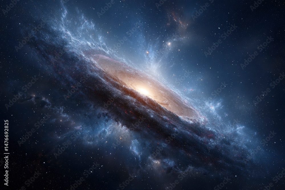 Fototapeta premium Cosmic Galaxy: A Serene Swirl of Stars and Nebulae