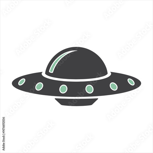 UFO in Monochrome  A Futuristic Flying Saucer Illustration or silhouette vector