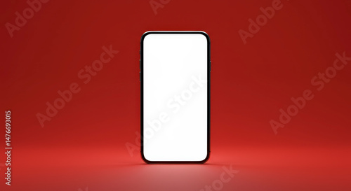 Free Download Modern Smartphone with Blank White Screen Isolated on Red Background in Studio Environment - GFXLoad